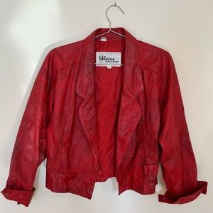 Vintage 80s Red Hot Cropped Leather Jacket
